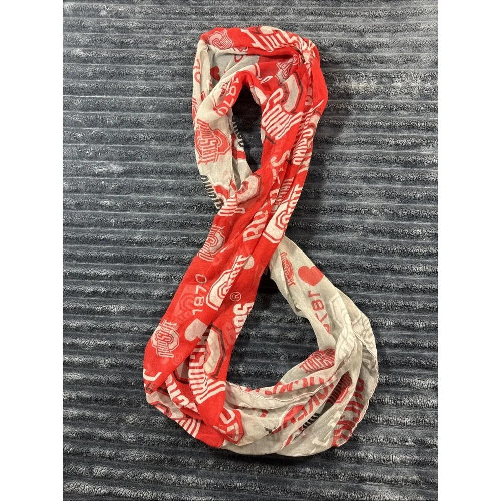 Ohio State Buckeye Infinity Scarf‎ Scarlet/Gray Semi Sheer 36